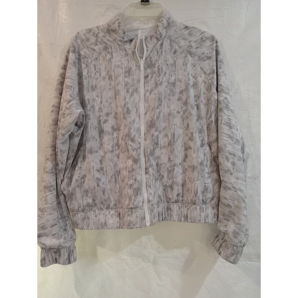 Lululemon Womens Grey White Pixelated Camo reversible Windbreaker Jacket Size 8